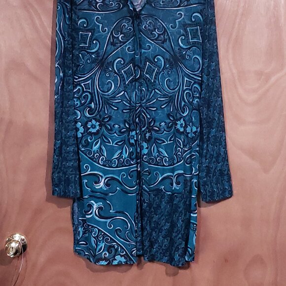 Chico's Teal Mid Length Duster - Picture 2 of 4